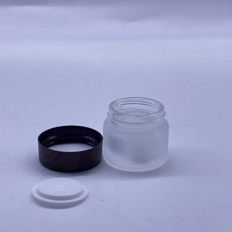 30g玻璃膏霜瓶化妆品木纹盖面霜眼霜小样瓶蒙砂分装瓶 膏霜瓶