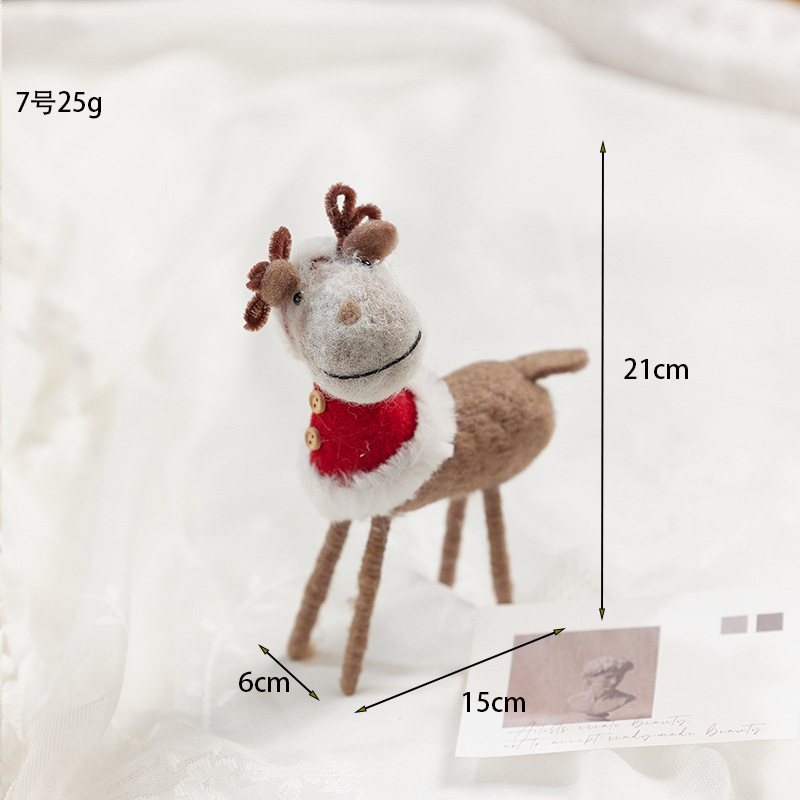 Adornos de fieltro de lana de Navidad acabados, muñeco de nieve anciano, muñeca, alce, decoraciones de Navidad para escritorio, regalos de Navidad
