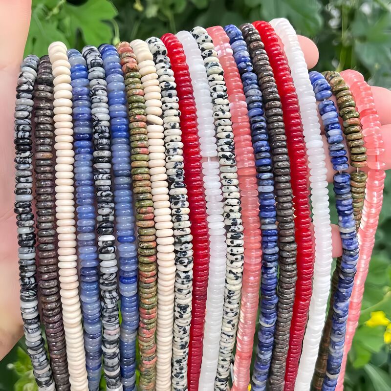 2X6Mm Natural Stone Abacus Beads Wheel Beads Colorful Chalcedony Agate Flash Stone Spacer Flat Beads DIY Jewelry Wholesale