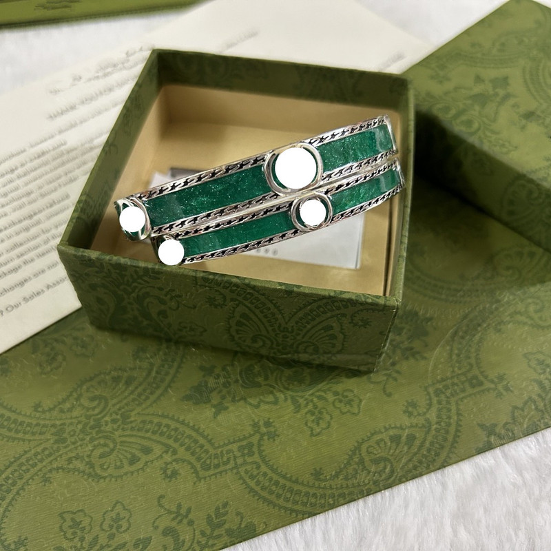 Factory Direct Sales 925 Sterling Silver Bracelet Gujia Green Enamel Bracelet Men and Women Trendyy Fashion Accessible Luxury Couple Bracelet