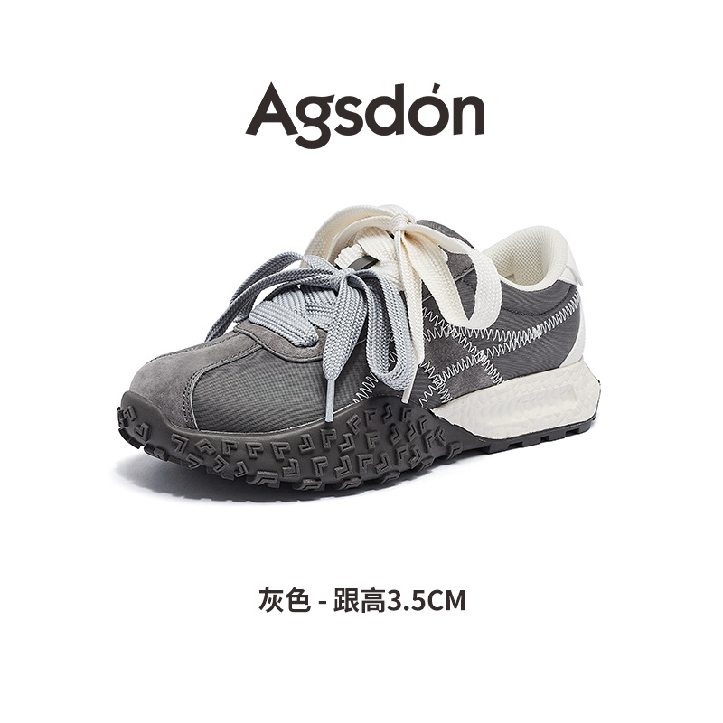 Augu Shi Dengde zapatos de entrenamiento para mujeres 2025 nuevo otoño invierno grueso zapatos blancos pequeños zapatos deportivos ligeros ociosos Agan