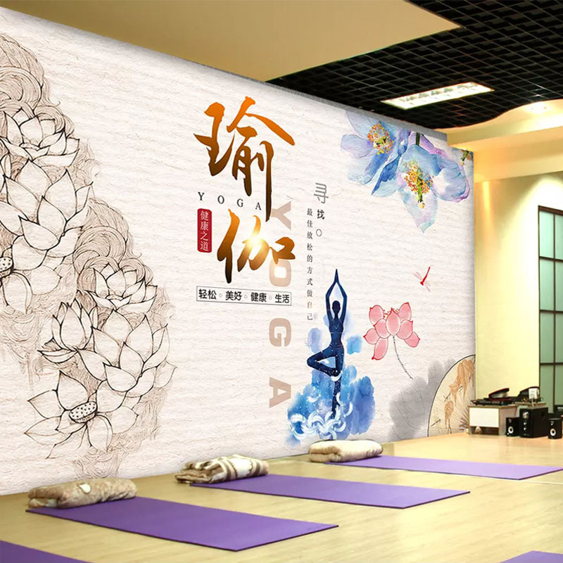 3D Yoga Studio Decorative Wallpaper Gym Dance Studio Background Wall Cloth Indian Thai Health Club Mural