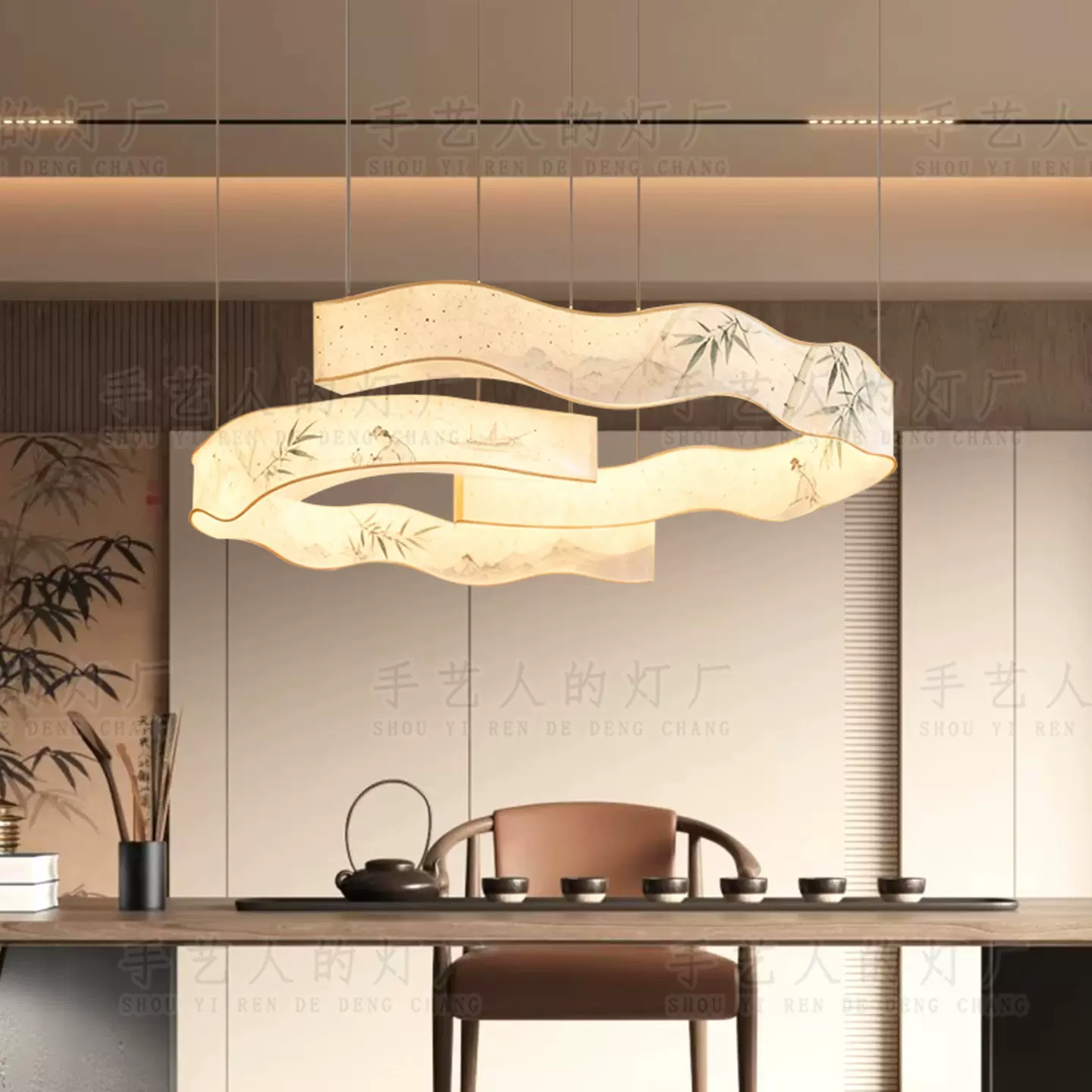 新中式包厢水墨餐厅包房火锅店宋代美学中古酒店饭店吧台大厅灯具