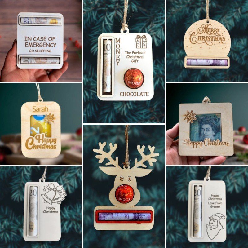 Christmas Unique Money Holder 木质圣诞钱夹 装现金礼物饰挂件
