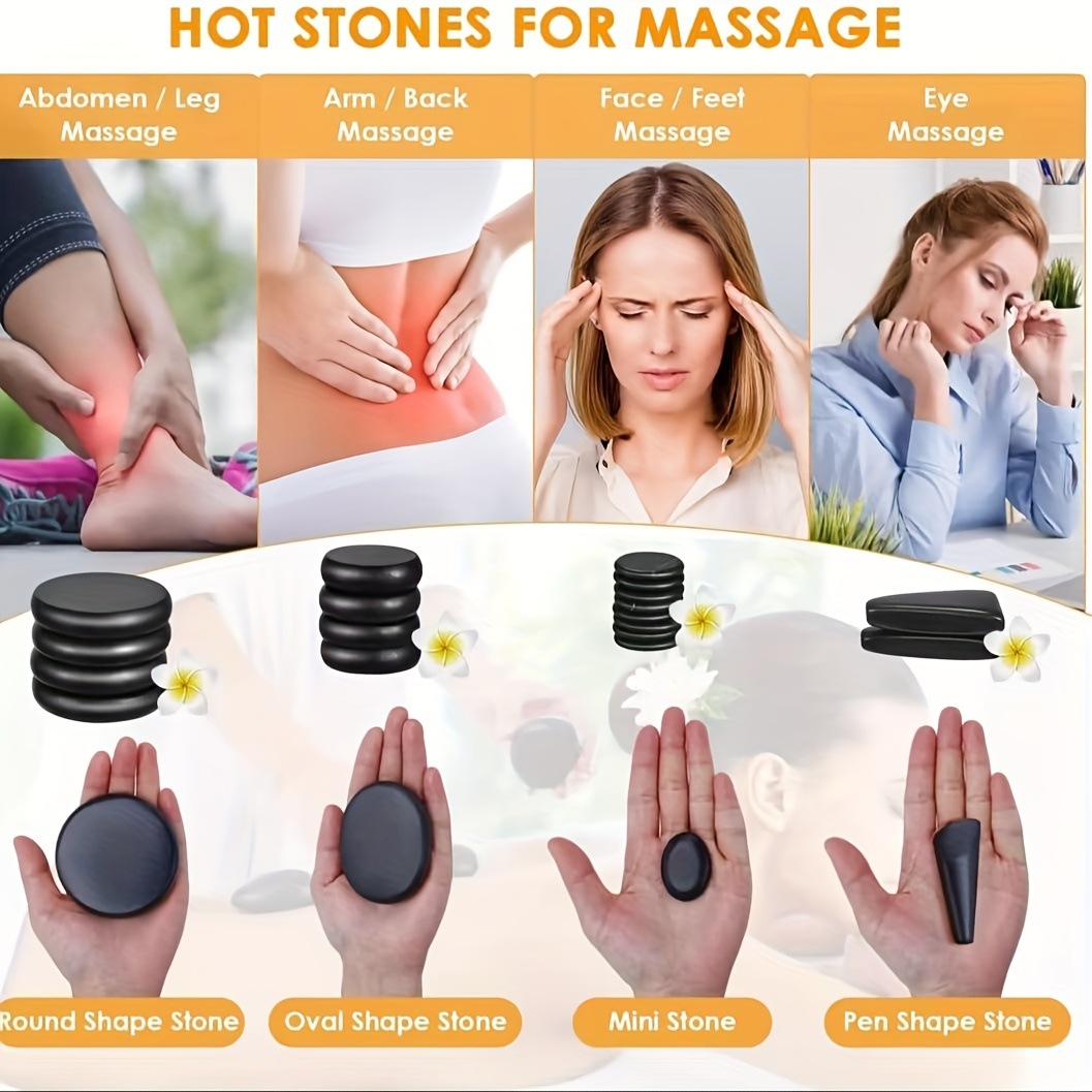 18 Piedras Calientes para Masaje con Calentador de Piedras de Masaje