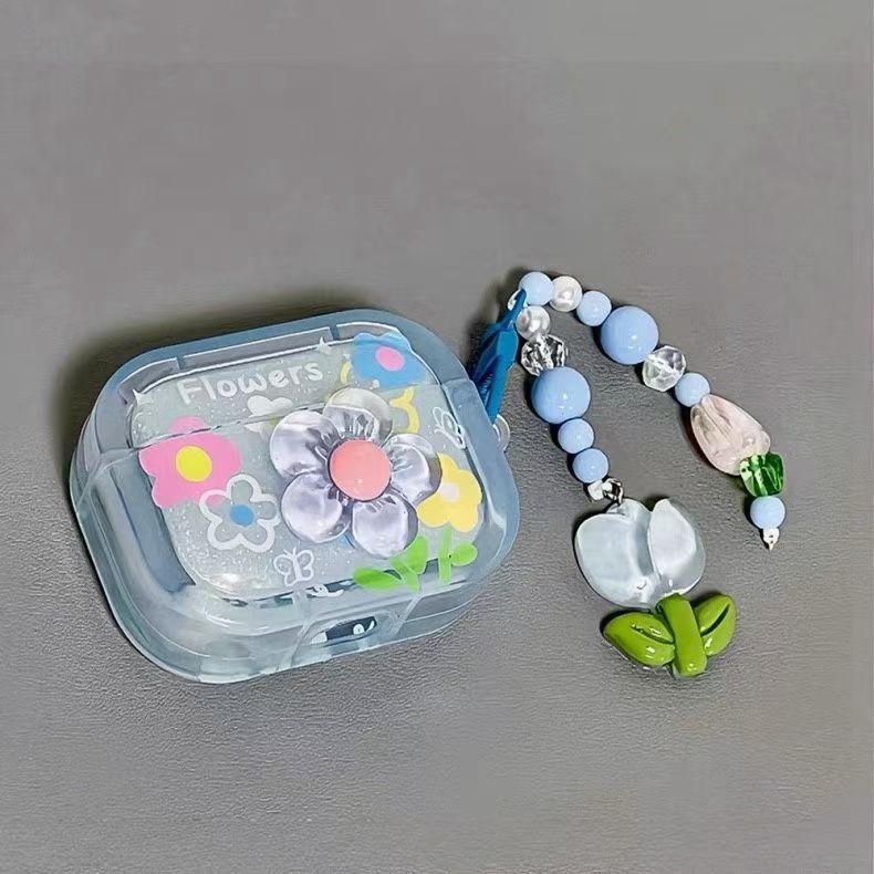 Pequeñas flores azules glaciares frescas para airpods 3 generación cubierta de verano flor estereoscópica pro3 auriculares image 3