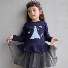 日系童装春秋款女宝宝可爱甜美爱莎公主圆领长袖舒适上衣