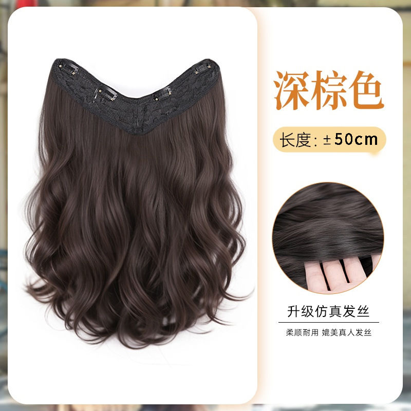 Perucas onduladas largas rizos de una pieza de cabello invisible extensión de cabello peludo peludo femenino peludo simulado peludo