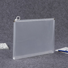 厚いカスタムa4フロスト透明ジッパー袋PPプラスチック大容量文房具袋立体縁袋印刷ロゴ