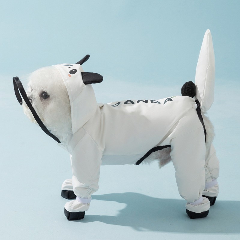 Perro lluvia impermeable de cuatro patas bolsa de dinosaurio tridimensional cola perro Teddy poncho mediano y grande perro golden retriever mascota impermeable