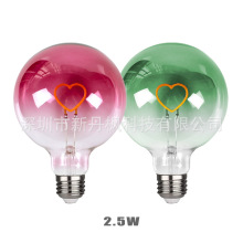 电商热销 G95 LED渐变装饰灯泡 彩色玻璃外壳 LED软灯丝可调光