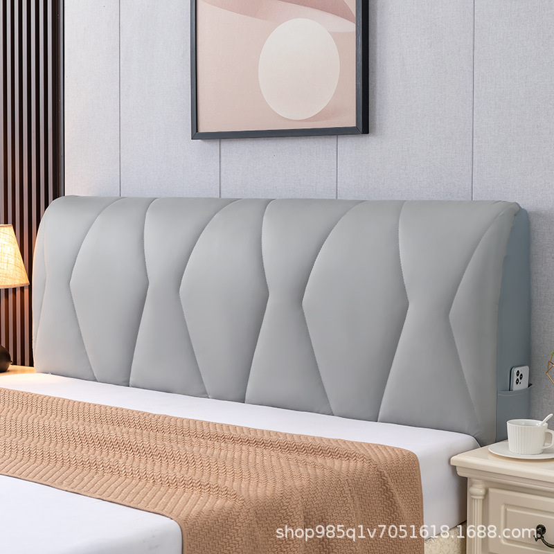 Bedside Cover 2025 New Accessible Luxury Technology Cloth All-Inclusive Quilted Thickeneded High-End Leather Wood Bed Backrest Soft Bag Classy