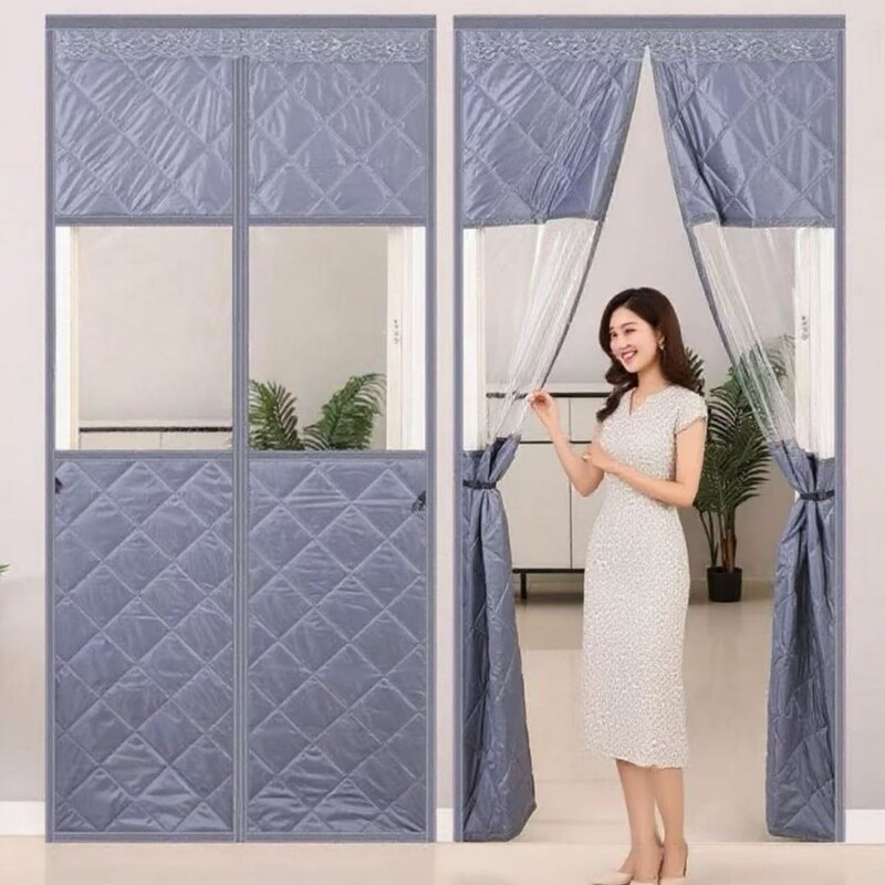 Winter New Magnetic Cotton Door Curtain Customized for Living Room Home Door Cold-Proof and Windproof Curtain Velcro Without Punching