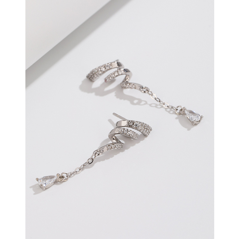 Pendientes largos con incrustaciones de circón para mujer 925 plata esterlina luz nicho de lujo de alto grado pendientes de temperamento pendientes de borla