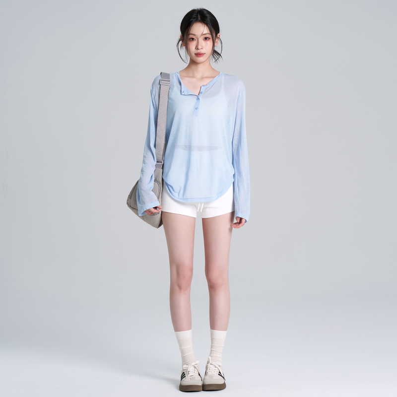 Lanwen casual loose-fitting sun-protective sports top for women, quick-dry breathable training fitness wear, long-sleeved yoga top Lanwen casual loose-fitting sun-protective sports top for women, quick-dry breathable training fitness wear, long-sleeved yoga top