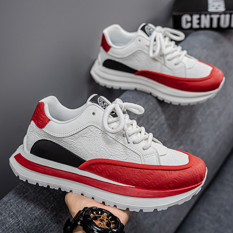 Men's Thick-Soled Low-Top Sports Shoes Casual Versatile Sports Shoes Color-Block Lace-Up Trendy Men's Sports Shoes_vogvips.com