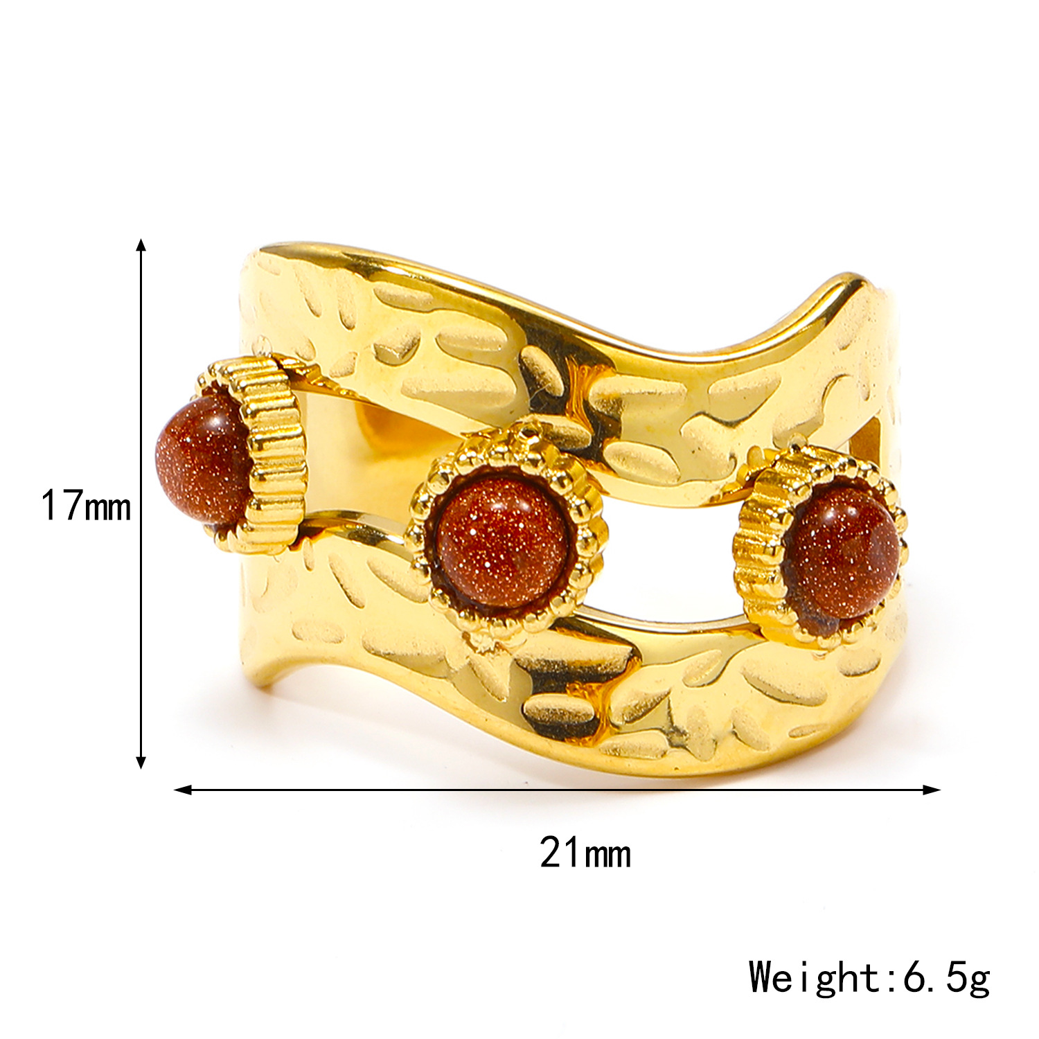 12g Weight Real Gold Plated Plating Material Open Rings Classification Adjustable Ring Size 1 Piece Quantity Casual, Daily Occasion 304 Stainless Steel Material Geometric, Color Block Pattern Women's Gender Vintage Style Style Waterproof Non Tarnish, Plating Craft Real Gold Plated Geometric Color Block 304 Stainless Steel Vintage Style Waterproof Non Tarnish Open Rings 无