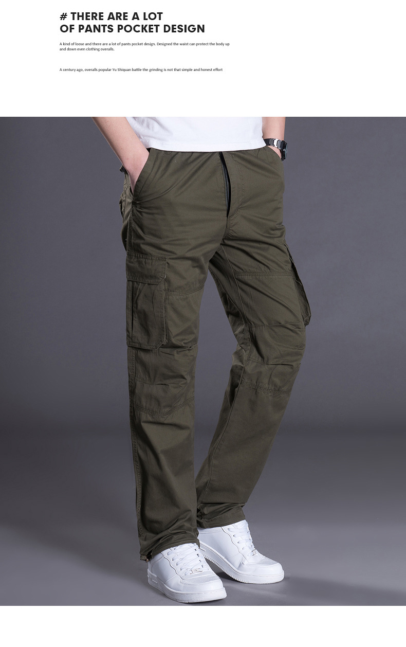 Manufacturer's Spring Multi Pocket Work Pants For Men, Loose Fit Plus Size, Pure Cotton Casual Pants, High-quality Trendy Men's Clothing_voghion.com