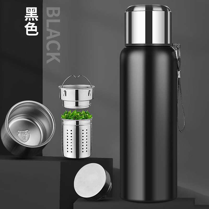 Taza de aislamiento de gran capacidad, hervidor de agua para exteriores de acero inoxidable 304, taza de separación de té de acero, taza de agua para hombres y mujeres, taza de té