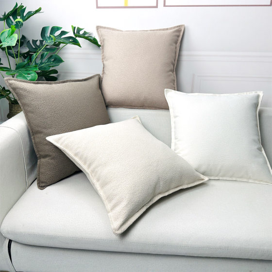 Small Texture Ring Yarn Pillow Case Amazon Cross-border Cushion Modern Simple Nordic Plain Bedroom Sofa Pillow Case