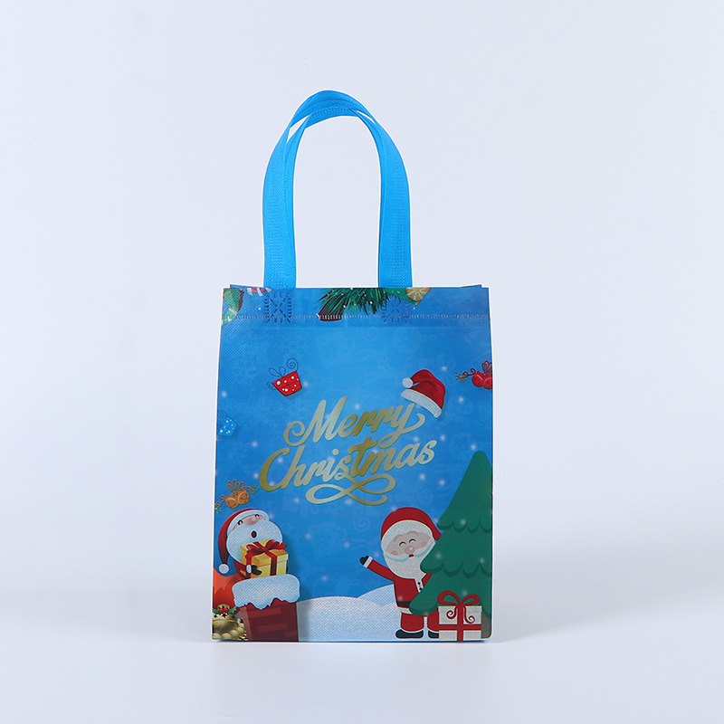 Bolso de Navidad de punto transfronterizo, bolsa de embalaje de regalo, bolsa no tejida laminada en caliente plegable portátil personalizada