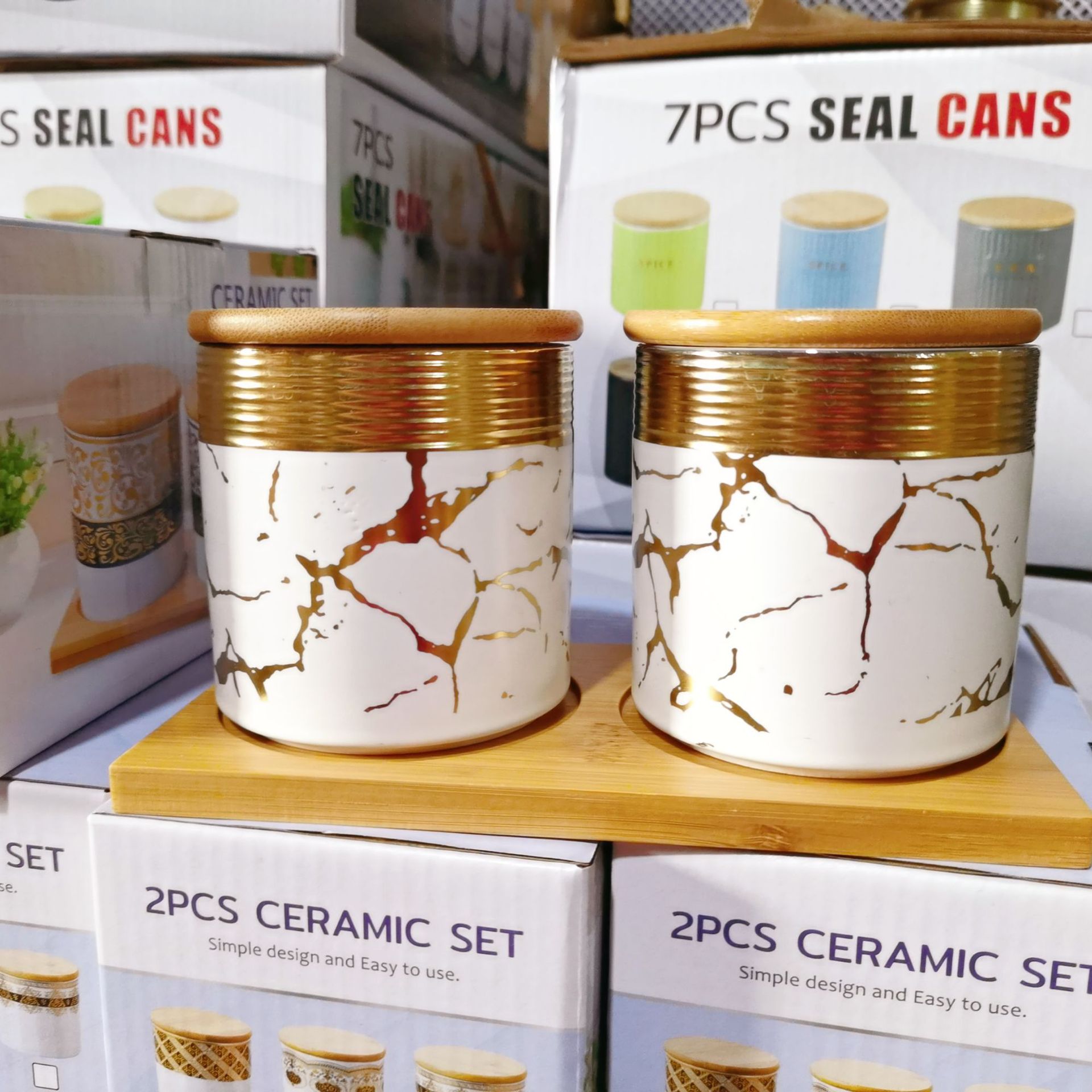 Jarra sellada de galvanoplastia de estilo europeo jarra de condimento de cocina de cerámica con jarra de almacenamiento de grano de madera jarra de café jarra de almacenamiento de sal y azúcar