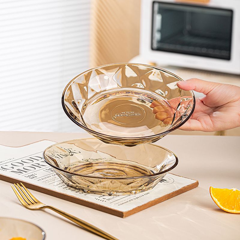 Internet Celebrity Household High-looking Brown Glass Bowl, Salad Bowl, Instant Noodle Bowl, Glass Tableware Set, High Temperature Resistance, Accessible Luxury