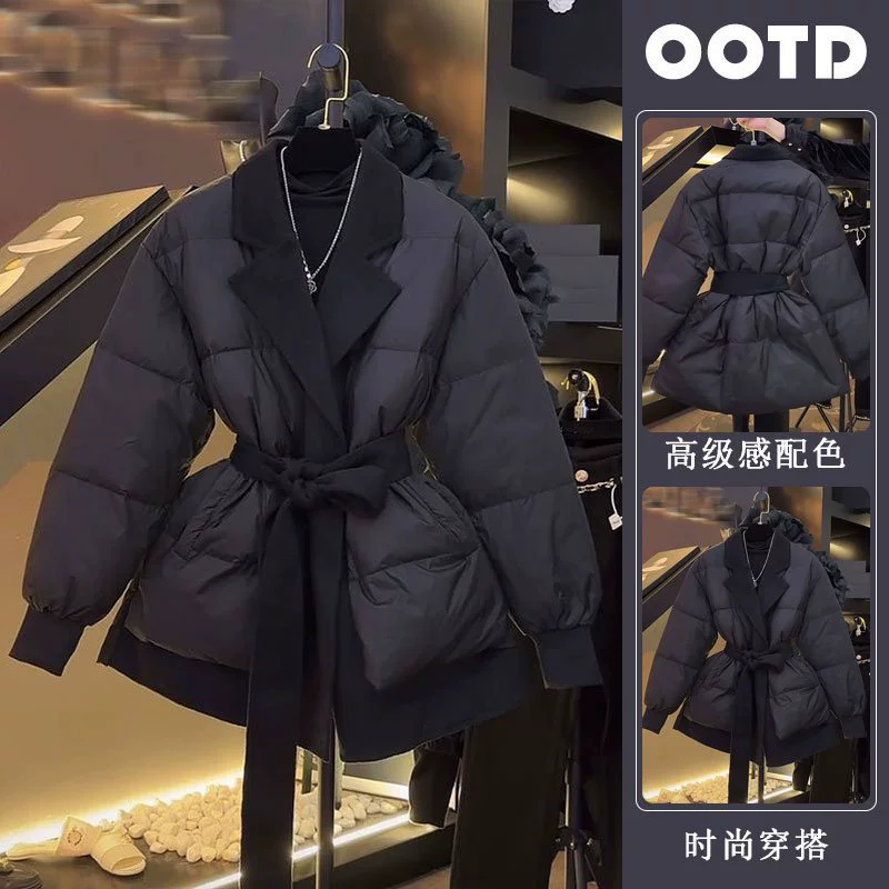 Demi-season warm black down jacket, high-quality style