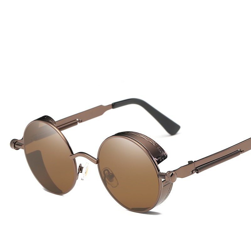 Clásico Steampunk gafas de sol europeo y americano ronda reflectante gafas de sol hombres y mujeres retro moda gafas de sol 0914