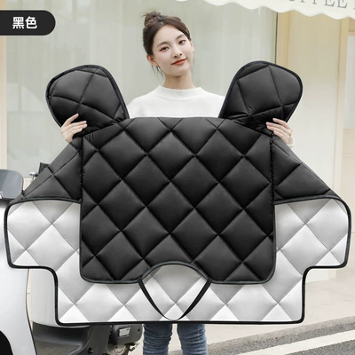 Suitable for Electric Vehicle Windproof Quilt, Summer Sun Protection, Autumn and Winter Windproof and Cold-Proof Double-Sided Waterproof Four-Season Universal Windproof Quilt (Motorcycle front windshield) - black-suitable-for-all-seasons-double-sided-waterproof