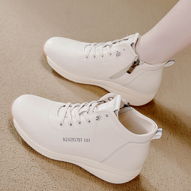 Otoño nuevo versátil in Otoño zapatos de alta altura zapatos de comercio exterior zapatos de plantilla de mujer zapatos blancos pequeños
