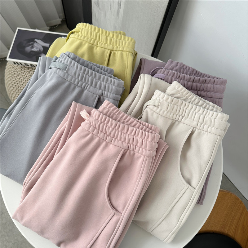 2025 Spring Easiest for Match Korean Walking Pants Cotton Sports Casual Pants Women's Outerwear Straight-Leg Leg Wide Leg Pants Women's Sports Pants