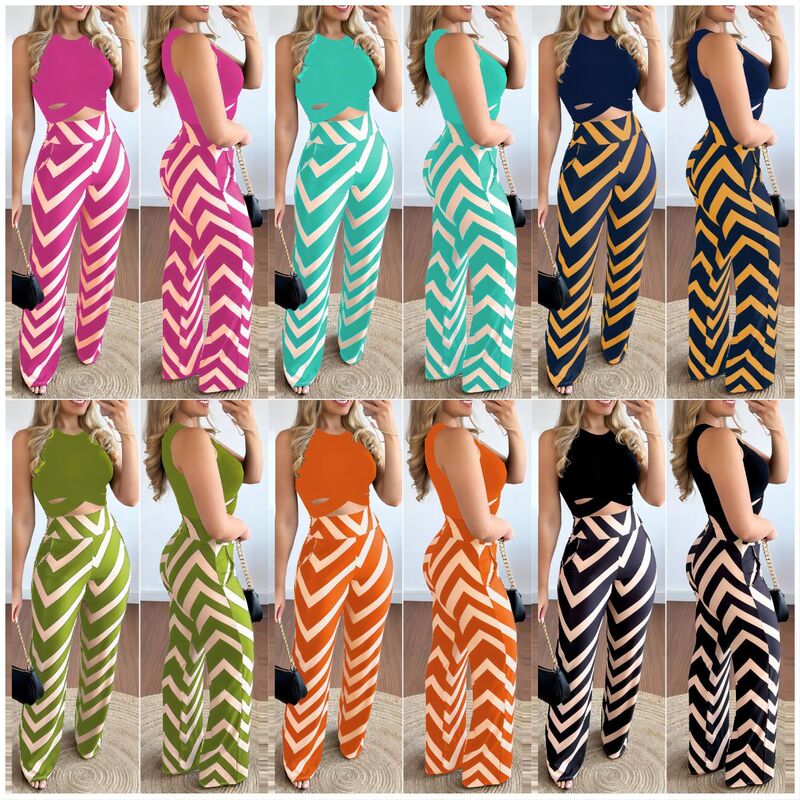 2026 New Cute Style Fresh and Sweet Vest Wide-Leg Pants Sleeveless Casual Set Versatile Fashion Linen Set 2026 New Cute Style Fresh and Sweet Vest Wide-Leg Pants Sleeveless Casual Set Versatile Fashion Linen Set