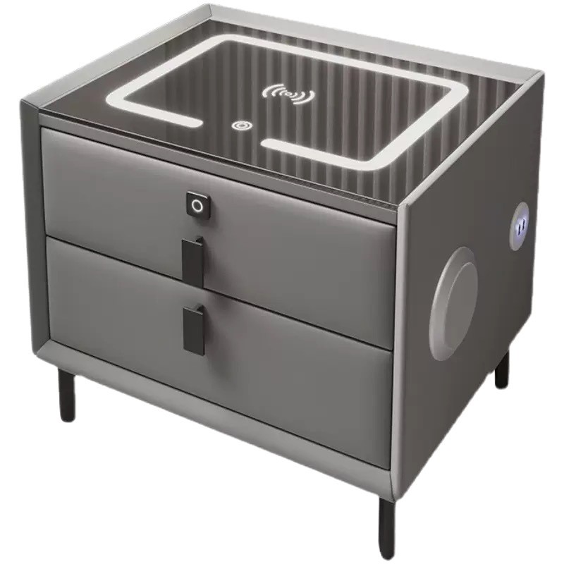 Mesa de cabecera inteligente transfronteriza moderna y simple carga inalámbrica con audio LED multifuncional gabinete de cabecera de dormitorio residencial