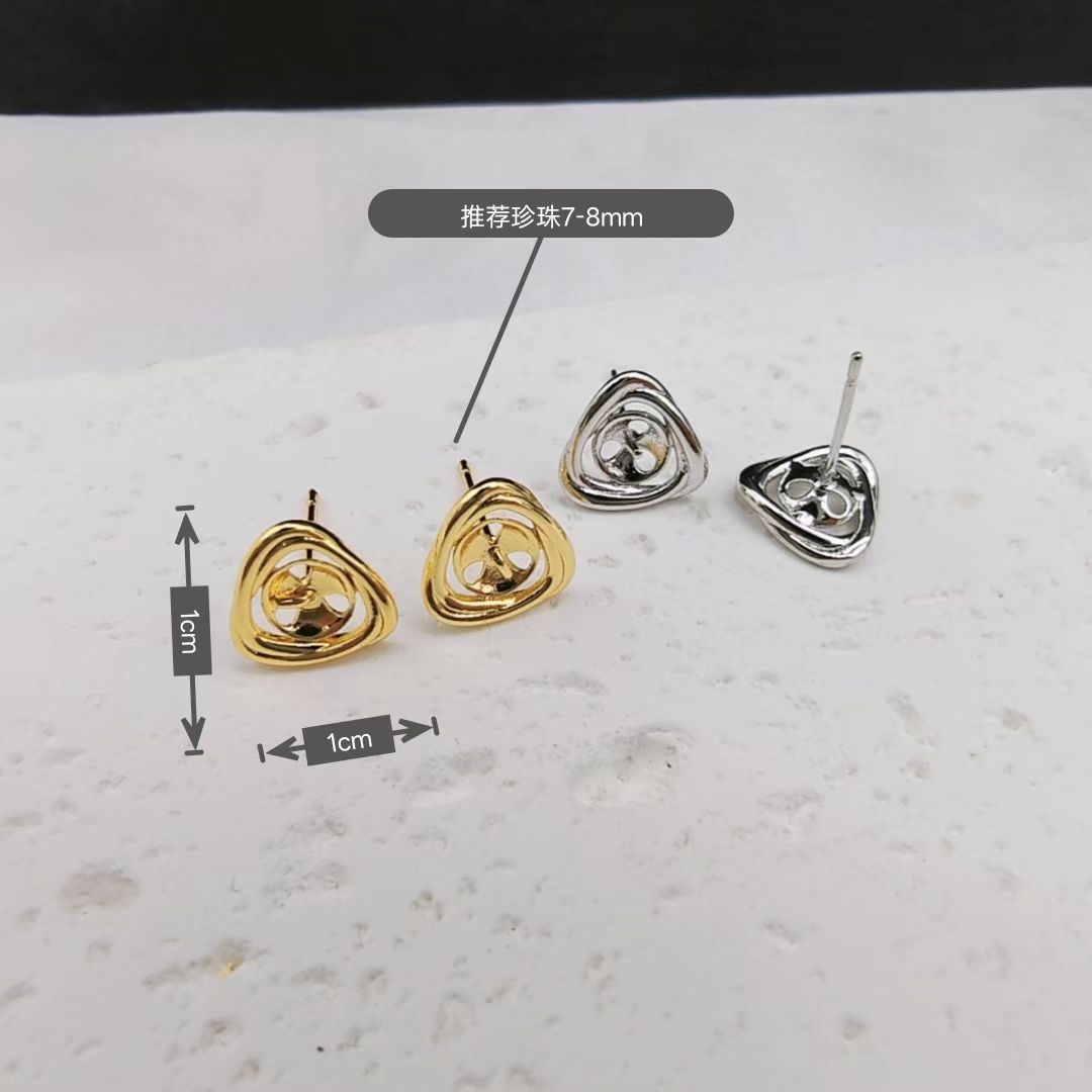 Perla de alta sensibilidad 925 agujas de plata 18k chapadas en oro pendientes huecos accesorios de material femenino fábrica al por mayor