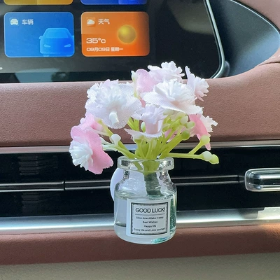 Car Perfume Aromatherapy, Perfume Lasting Light Fragrance Car - pink-small-vase-with-an-air-outlet-aromatherapy-light-flavor