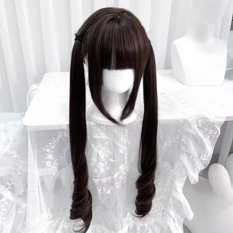 Uzun Lolita Peruk 75cm Kaküllü Roman Curl, Uzatılmış Uzunlukta Tam Baş Kostüm