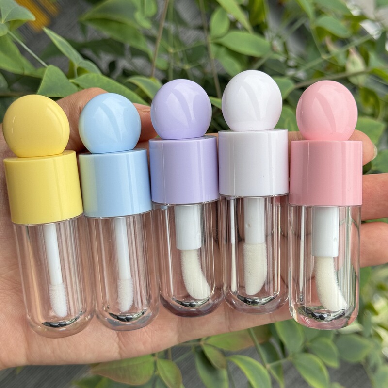 现货5ml多巴胺粉色圆头可爱唇彩唇釉管带大刷头lip gloss tube|undefined