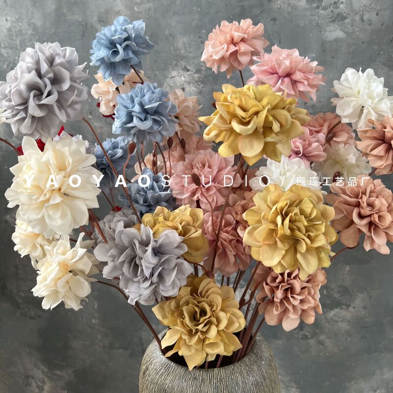 4 Heads of Chanel Flower Road Guide Flower Arrangement, Hibiscus Flower, Silk Flower, Peony, Peony, Artificial Flower, Wedding Home Decoration, Wedding Hotel