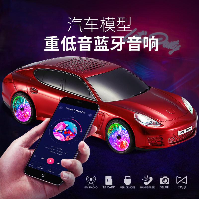 Cross-Border Export Bluetooth Speaker Car Model 2025 New Heavy Bass Bluetooth Speaker Hifi Sound Quality Portable