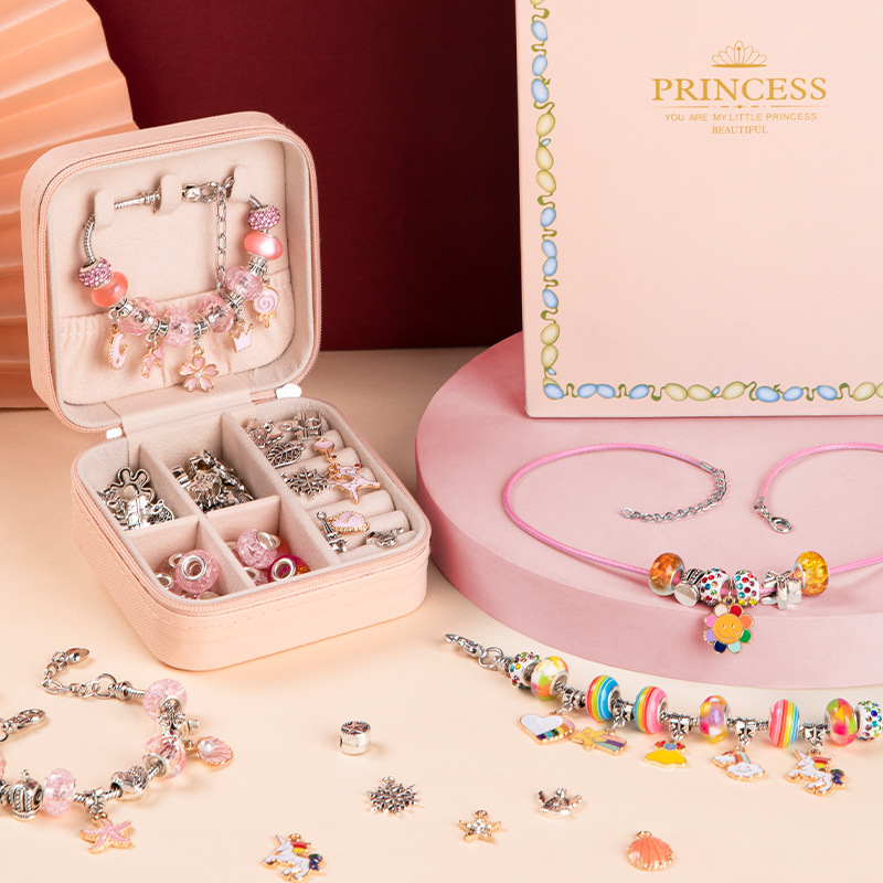 Amazon Children's Educational DIY Bead Bracelet Necklace Accessory Festival Gift Bead Jewelry Set for Girls