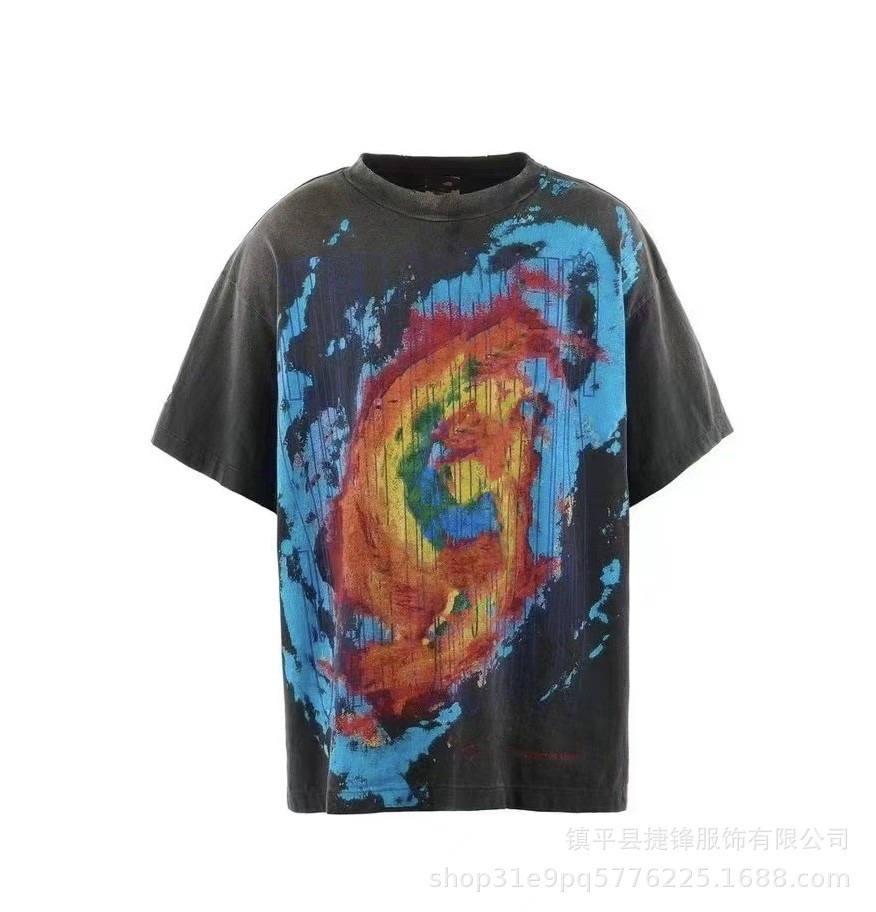 クロスボーダーの新型欧米のファッションブランドのレトロな水洗いは古い落書きをします。