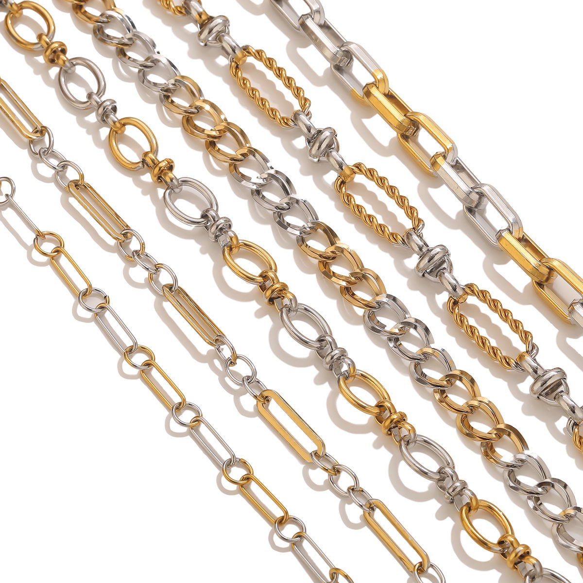 1m Quantity 304 Stainless Steel Material 1m 304 Stainless Steel 18K Gold Plated Chain Hip-Hop Geometric