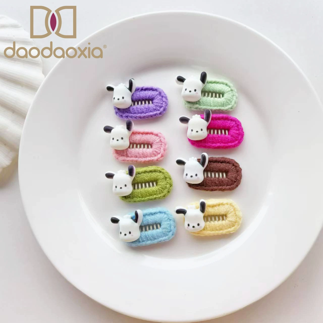 2025 новый осенний и зимний мопс шерстяной плетение шерстяной шерстяной шнаурей Мальзисс Тедди зажим для носа Милые маленькие заколки для волос