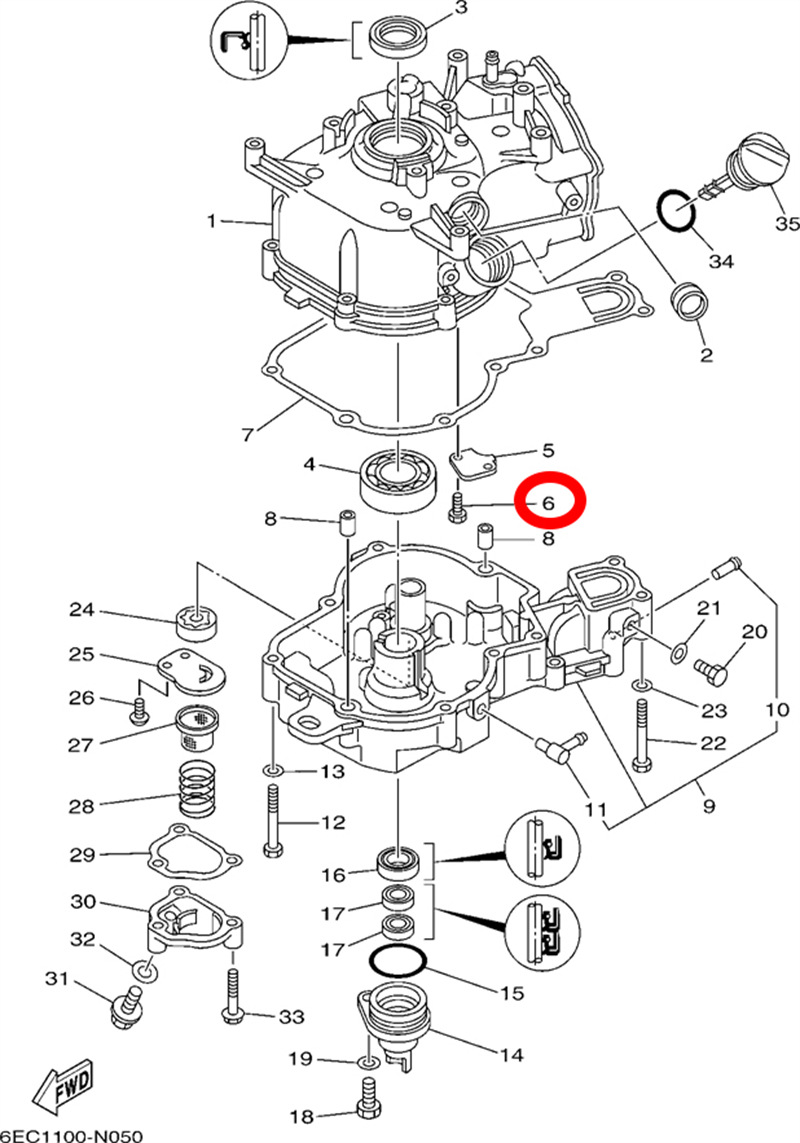 6)翟墨DEMONS舷外机船外挂机橡皮艇冲锋舟六角头螺栓97013-05010