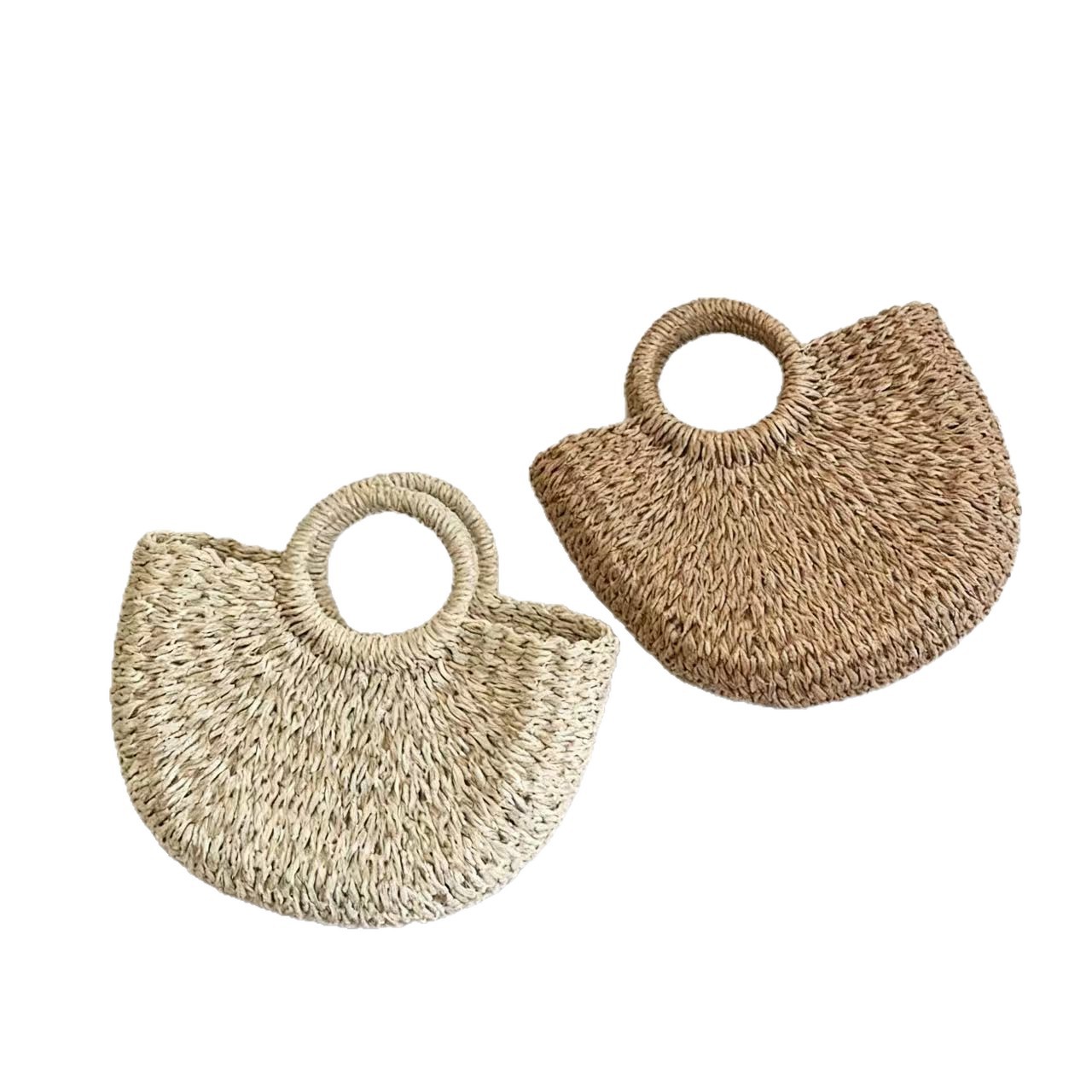 Bolso de Mano de Paja para Playa, Paja Tejida, Diseño Tejido, para Vacaciones y Playa