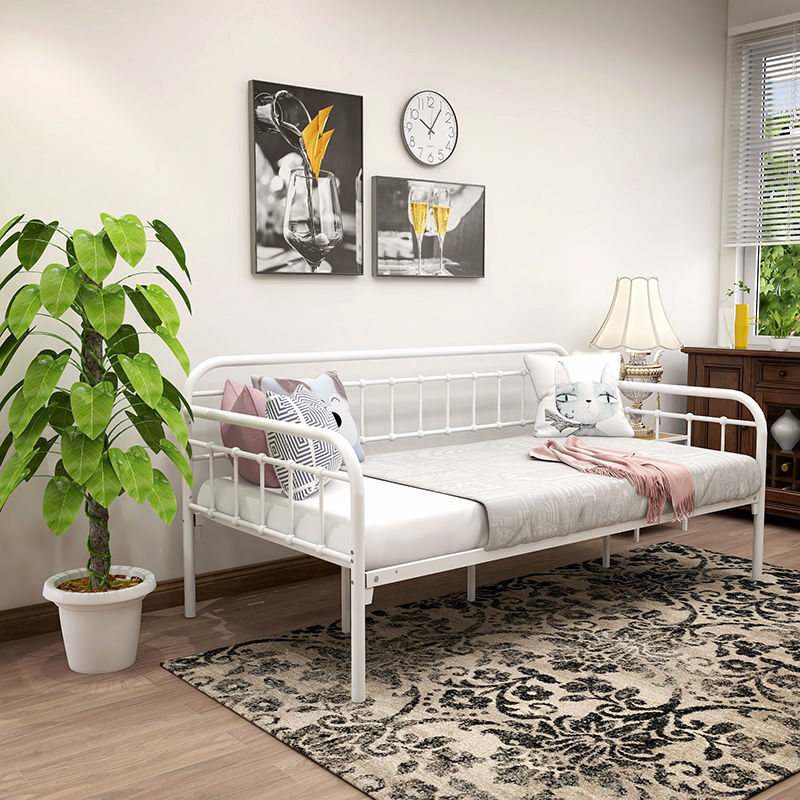 北欧风儿童简易拼接床铁艺沙发床带护栏婴儿床坐卧两用铁架床代发