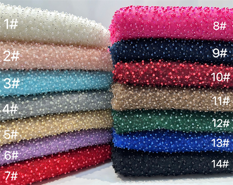 Estereoscópico transpirable doble cuentas bordado tela burbuja cuentas bordado moda vestido vestido bolsa tela al por mayor spot