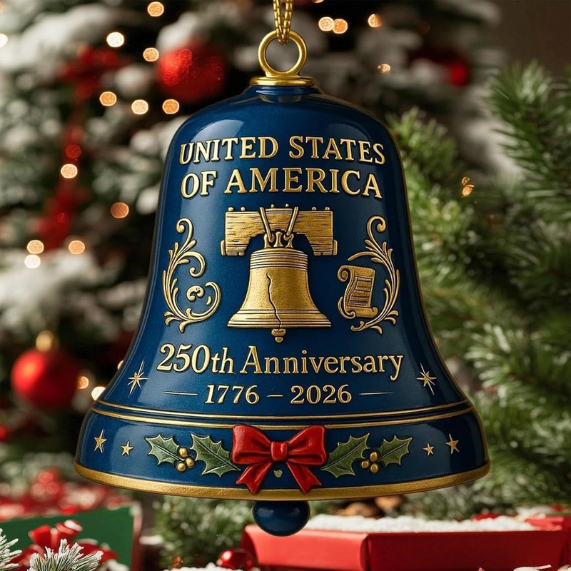 United States 250th Anniversary Bell Ornament圣诞门铃|undefined