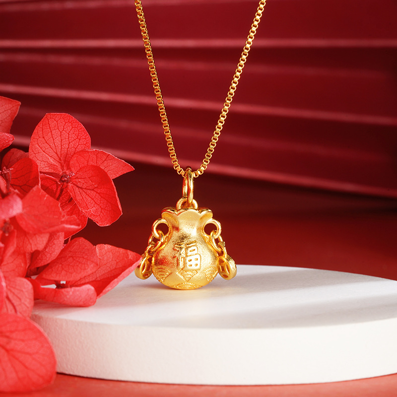 Vietnam arena oro fu carácter Lucky Bag colgante moneda de cobre no se desvanece durante mucho tiempo todo-juego Xiangyun estilo chino hombres y mujeres joyería